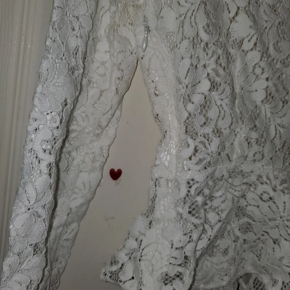 5 for $25 | NWOT Zara Lace Peplum Long Sleeve Sheer Blouse *Missing A Button